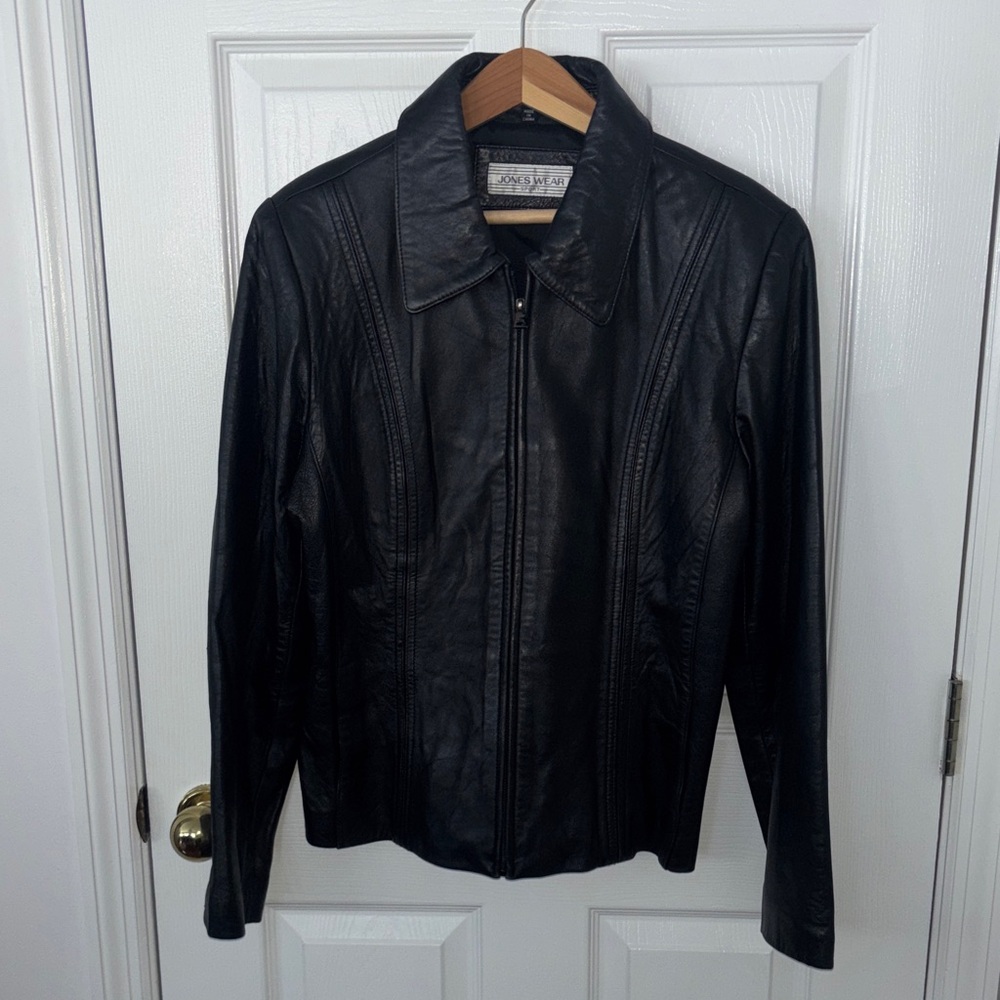 Jones wear sport Leather Sleek Black Jacket